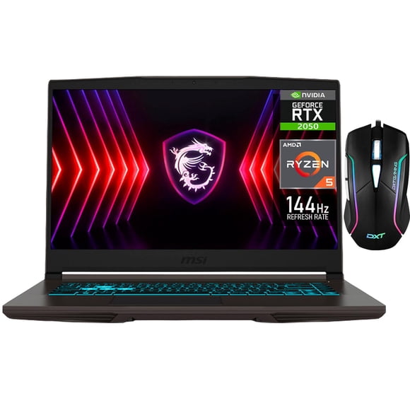 Laptop Gamer MSI Thin GeForce RTX 2050 4GB Ryzen 5 7535HS 32GB DDR5 1TB SSD Pantalla 15.6" IPS FHD 144Hz Teclado Ingles Mouse