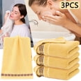thumbnail image 2 of Bath Towels Set Of 3, Cotton Washcloths For Body And Face, Medium Lightweight Towels, 13" X 29", Yellow, 2 of 6