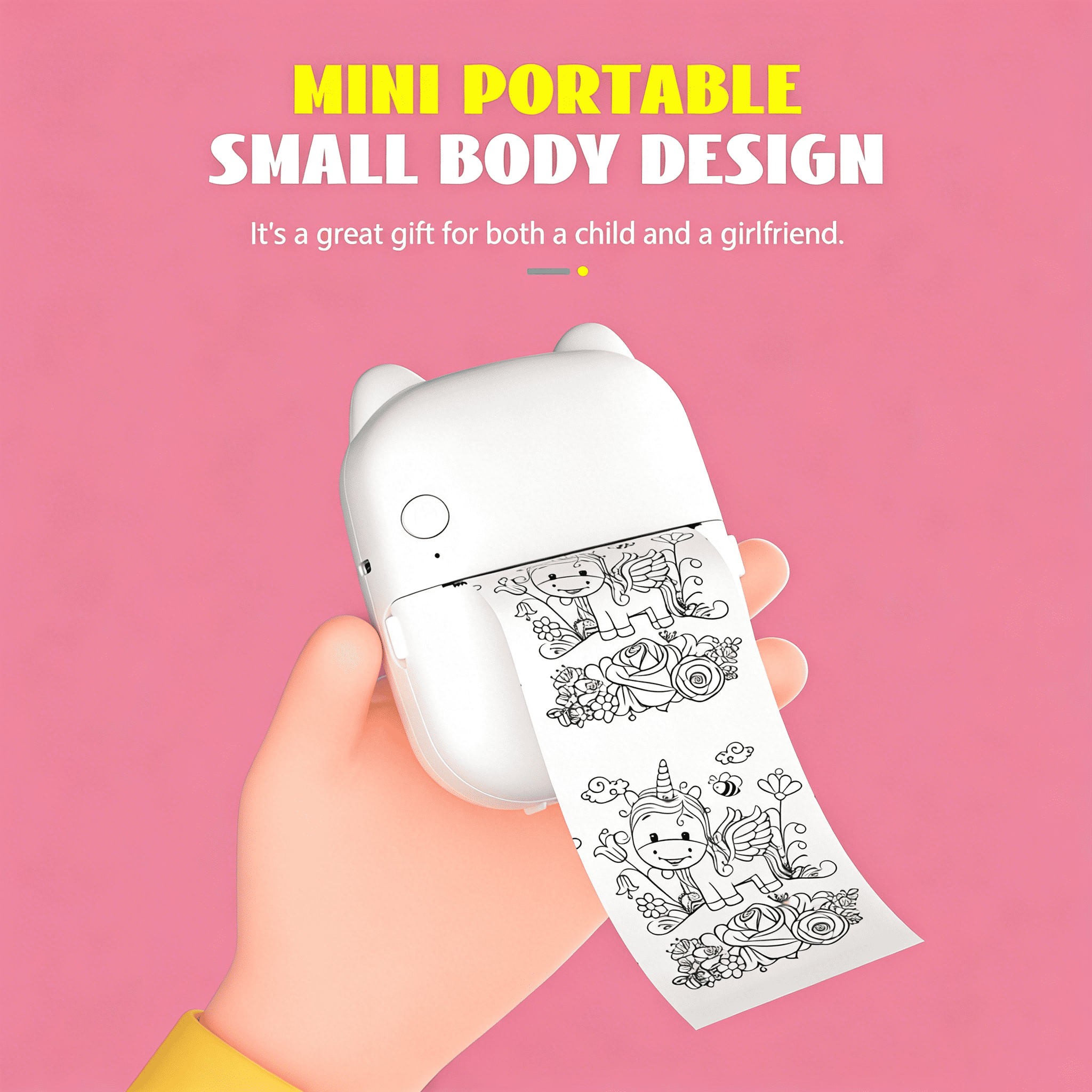 Portable Printer, AI Mini Pocket Wireless Bluetooth Thermal Printers with 11 Rolls Printing Paper for Android iOS Smartphone, BT Inkless Printing Gift for Label Receipt Photo Notes Study Home Office