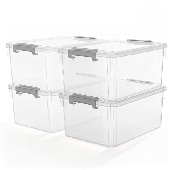 Citylife 17 QT Plastic Storage Bins with Latching Lids Stackable Storage Containers for Organizing Large Clear Storage Box for Garage, Closet, Classr