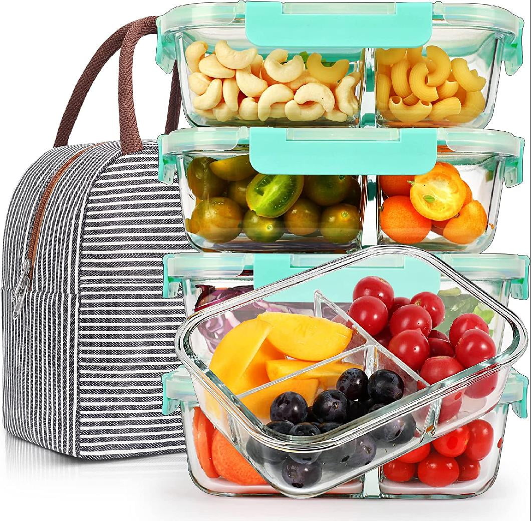5 Pack 36oz Meal Prep Containers 3 Compartments Portion Control with