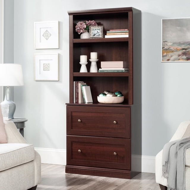 Sauder Select Bookcase with Drawers, Select Cherry Finish
