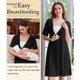 thumbnail image 3 of Oudiya Short Sleeve Maternity Nursing Dress Nightgown with Button Labor and Delivery Gown for Hospital S-XXL, 3 of 6
