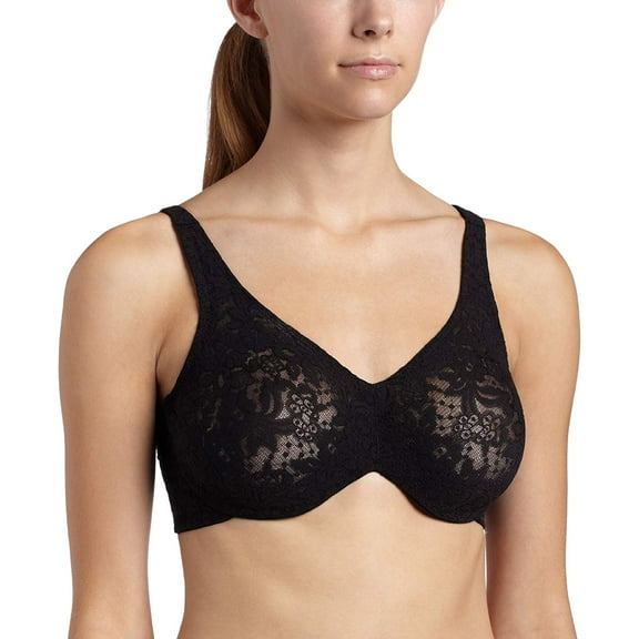 Wacoal Women's Plus-size Halo Lace Full Coverage Underwire Bra, Black, 40D