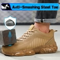 thumbnail image 2 of LAoutun Mens Steel Toe Shoes Lightweight Safety Work Shoes Cushioned Steel Toe Sneakers Brown, 2 of 6