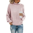 thumbnail image 2 of HUPTTEW Cute Sweaters for Women Long Sleeve Sweaters Sweater Solid Print Pink M, 2 of 5