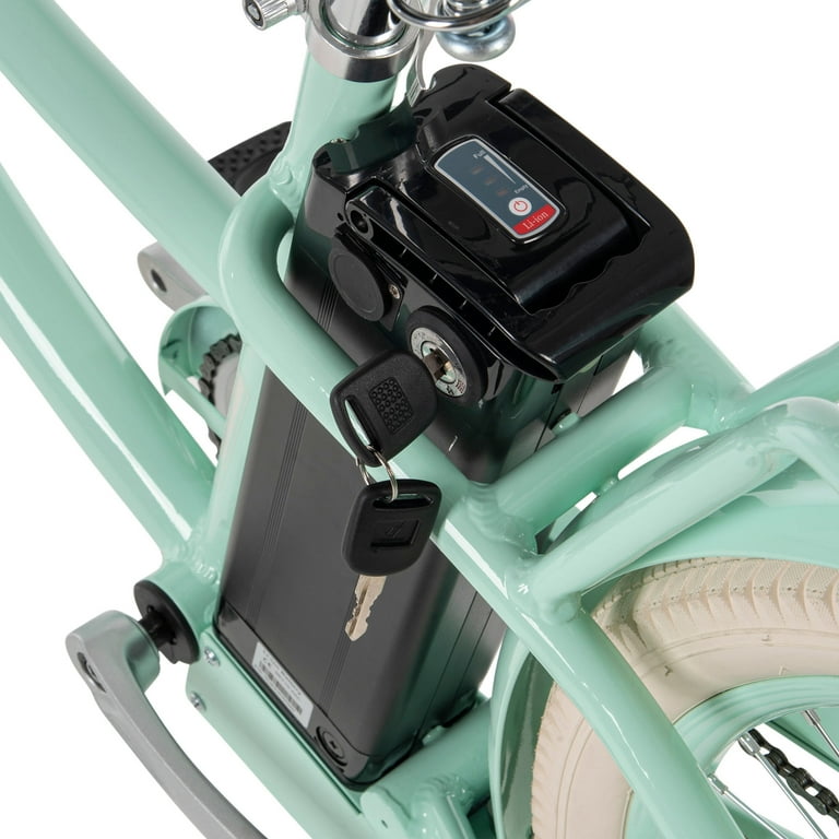 Huffy Nel Lusso 26 in 7 Spd Electric Cruiser Bike with Throttle Ages 14 Years Mint Green 36V 350W UL 2849 Compliant and Certified by Accredited