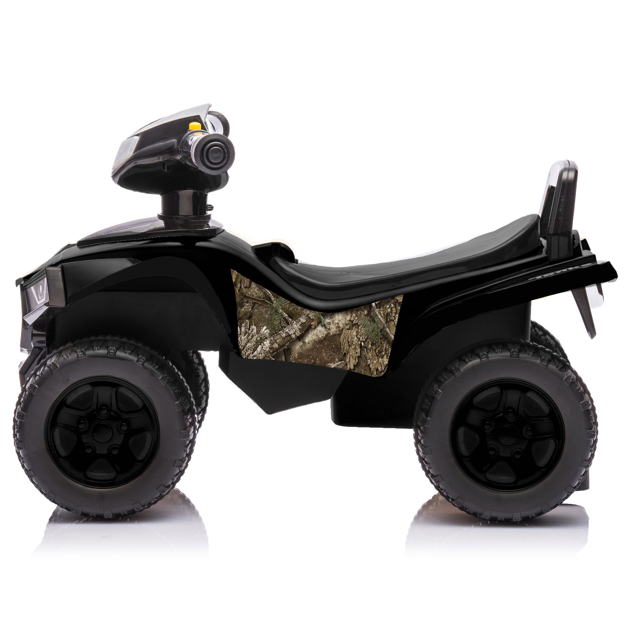 RealTree: Quad Push Car - Black - Foot-To-Floor Ride-On Toy, 4 Wheeled ATV Vehicle, Reastic Engine Sound, Walker Handle, Licensed, Toddlers-Kids 12mo+