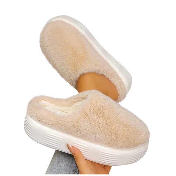 CHUMUD Women's Cloud-Comfort Platform Slippers - Ultra Plush & Grippy Sole, Cozy Fleece Lined Indoor Slides for Winter
