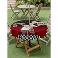 thumbnail image 3 of Outdoor Tablecloth with Umbrella Hole and Zipper, Chef Round Table Cloth 60 Inch Waterproof Tablecloth, Cartoon Cute Watercolor Cooking Red Black Picnic Table Cover for Patio Camping, 3 of 7