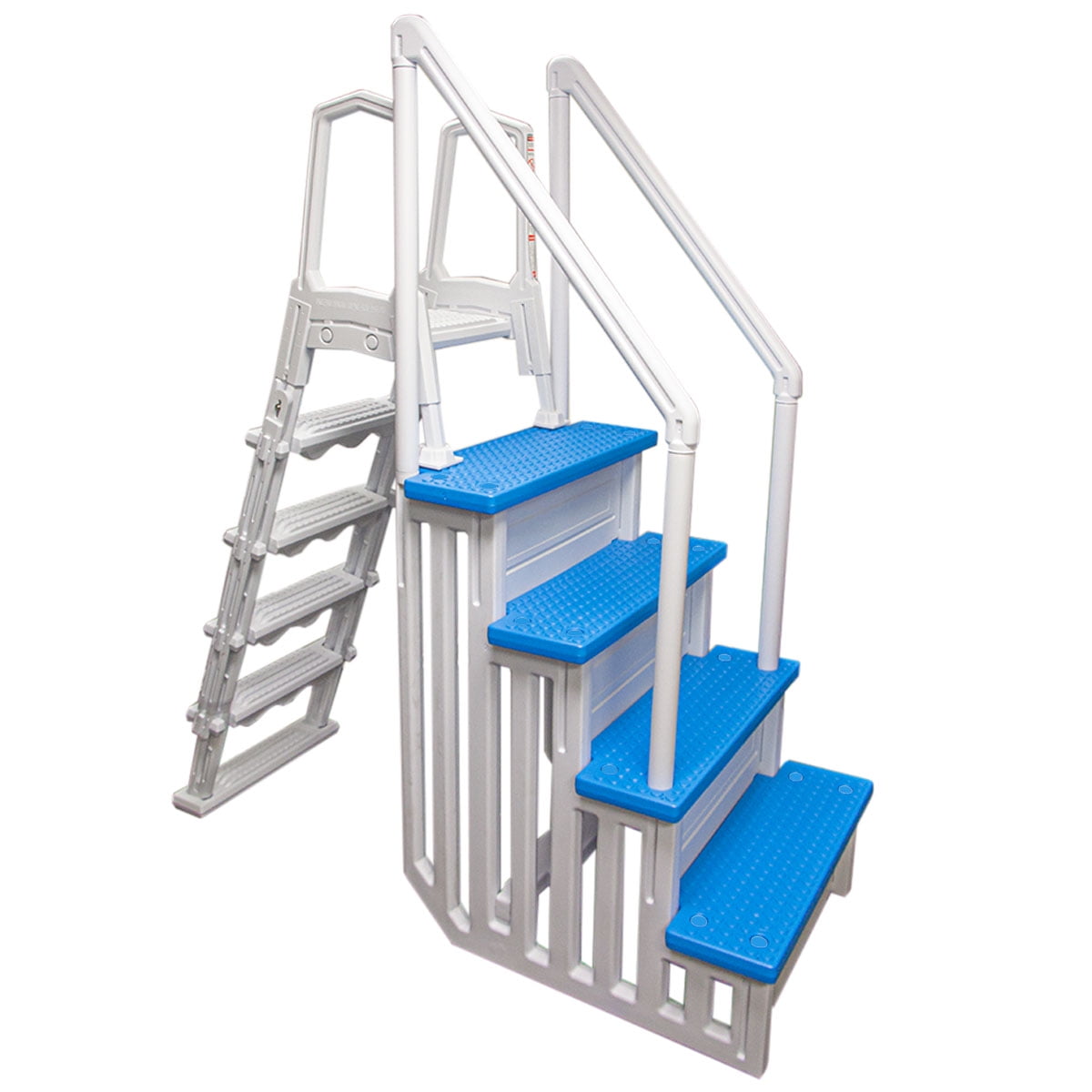 Aqua Select AntiSlip Pool Steps with FlipUp Safety Ladder for Above