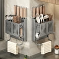 thumbnail image 5 of Qiweii Kitchen knife Holder, Wall Mounted without Drilling Holes Storage Knives Organizer Rack, Universal Drain Knife Block Used in kitchens/Restaurants Multifunctional Organizer, 5 of 6