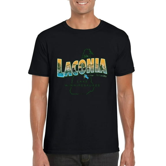 Laconia New Hampshire City Town State Pride Biker Rally Graphic T-Shirt, for men & women, up to size 5XL