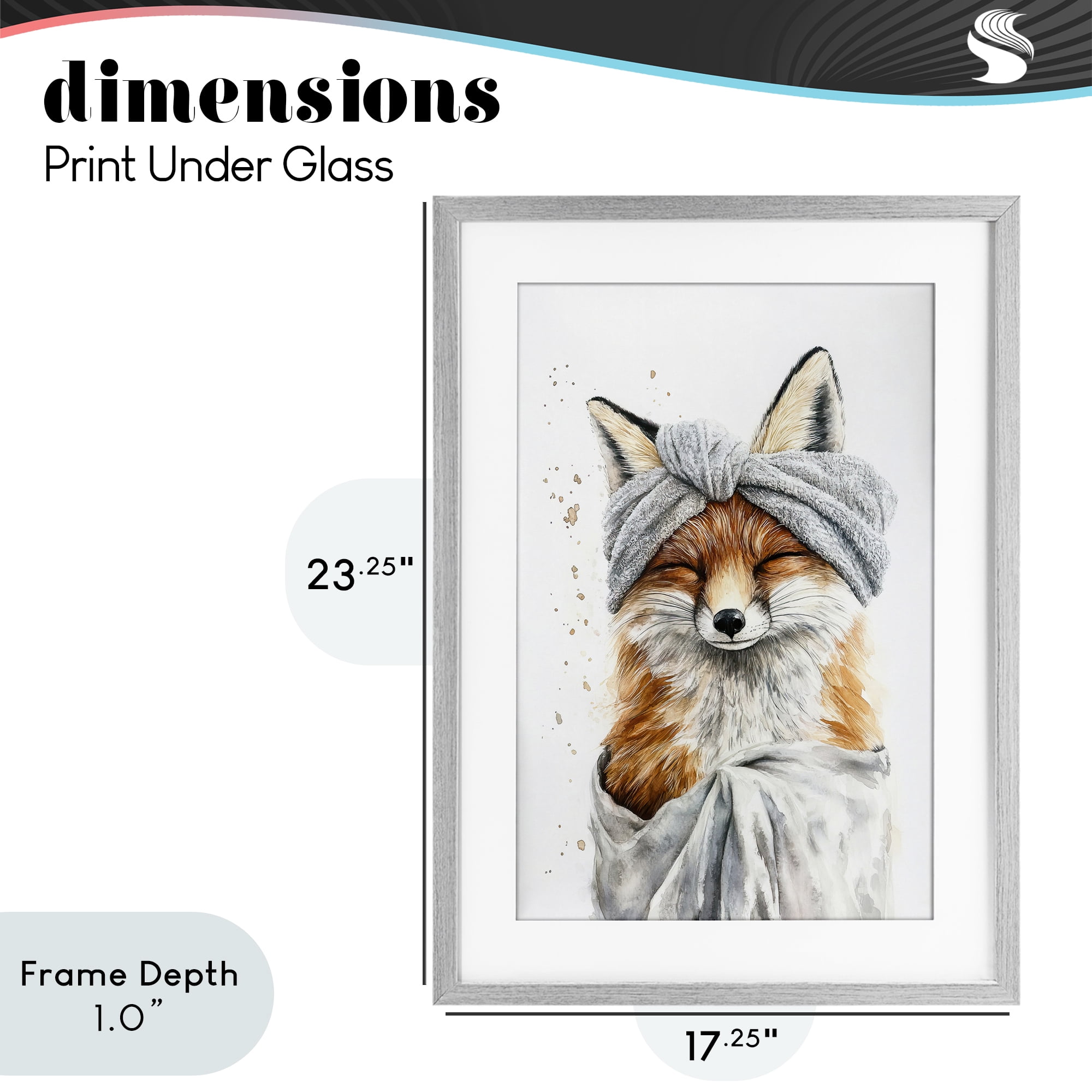 Stupell Industries Bathroom Fox Wrapped in Towel Gray Framed Print Under Glass, design by Tina LeCour