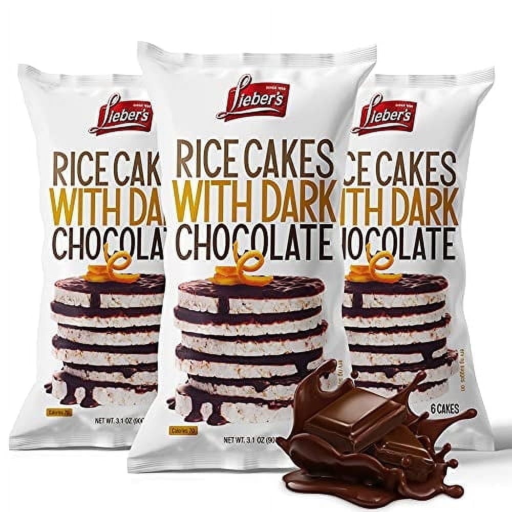 Liebers Dark Chocolate Rice Cakes Kosher Certified Dairy and Gluten-Free Snack 3.1 oz (Pack Of 3)