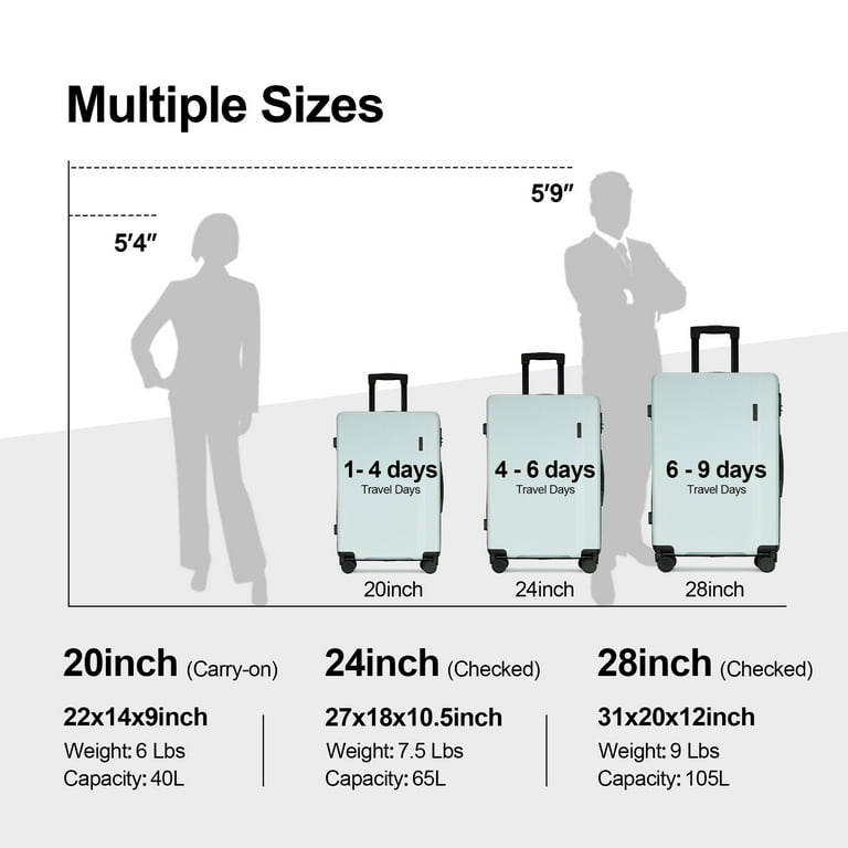Ginza Travel 3-Piece Lightweight ABS Hardshell Suitcases with