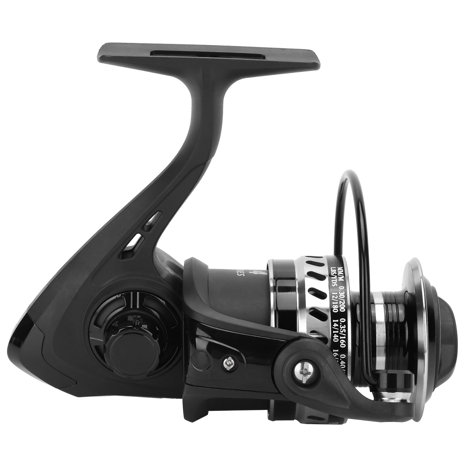 YAHHU Portable Metal Sea Rod Spinning Fishing Line Reel Rocking Raft Accessory LS5000 Silver Black with 5.2:1 Gear Ratio for Saltwater Freshwater Fishing Ambidextrous Retrieve (5.12 inches / 13 cm)