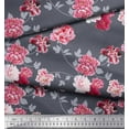 thumbnail image 2 of Soimoi Cotton Poplin Fabric Roses & Leaves Floral Print Fabric by The Yard 42 Inch Wide, 2 of 3