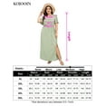 thumbnail image 2 of Large Size Women's Summer Floral Dress Wrap V Neck Short Sleeve Ruffle A-Line Flowy Maxi Wedding Guest Dresses, 2 of 7