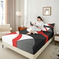thumbnail image 4 of Erosebridal Abstract Geometry Round Bed Sheets Set Queen Size,Red Aesthetic Art Bedding Sets Queen Size,Geometric Pattern Bed Sheets Queen,Microfiber Room Decoration,4-Piece, 4 of 7