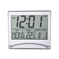 thumbnail image 1 of Reloj despertador digital plateado con pantalla LCD de temperatura, reloj, 1 of 5