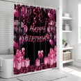 thumbnail image 6 of Happy Birthday Pink Shower Curtain, Waterproof Shower Curtains for Bathroom, Gifts Balloons Goblet Glitter Ribbons Black Washable Fabric Bathtub Curtain Set Bath Decor with 12 Hooks Long 72"x84", 6 of 8