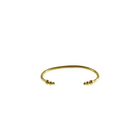 Jevela | Mina Adjustable Ball Stud Open Bangle | 18K Gold Plated Brass