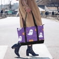thumbnail image 4 of FORMRS Canvas Laptop Tote Bag for Women with 15.6" Computer Compartments Shoulder Handbag, Halloween Purple Ghosts, 4 of 7