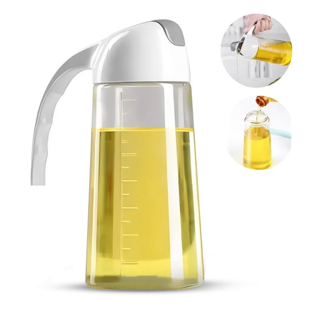 Botella Dispensador De Aceite Kimhi Aceitera Y Vinagrera Portátil De Vidrio Con Tapa Abatible Automática Para Cocina De 630ml Almacenamiento Perfecto Para Aceite, Vinagre Y Condimentos