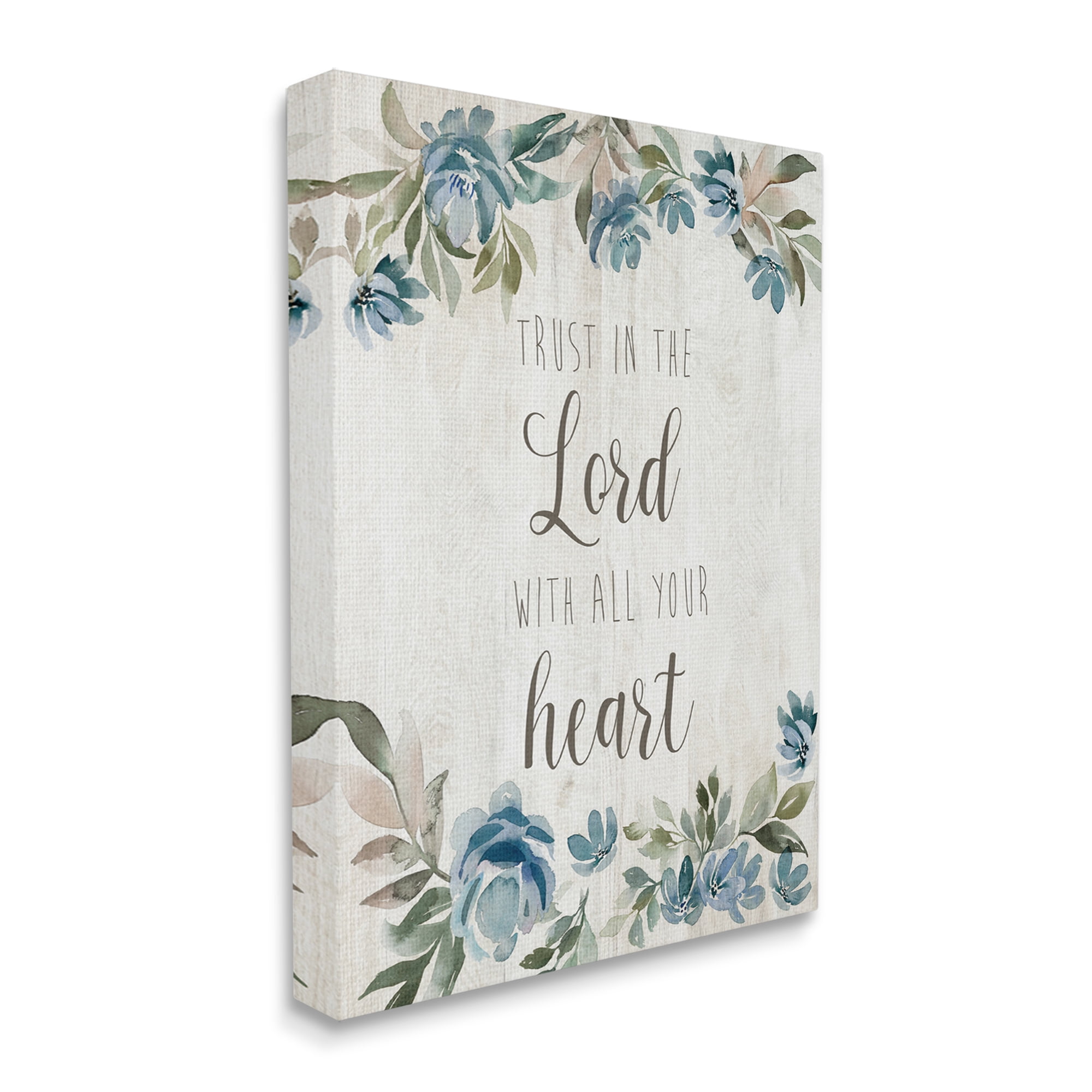 Stupell Industries Trust the Lord with Heart Vintage Blue Florals,36 x 48, Design by Kristen Brockmon