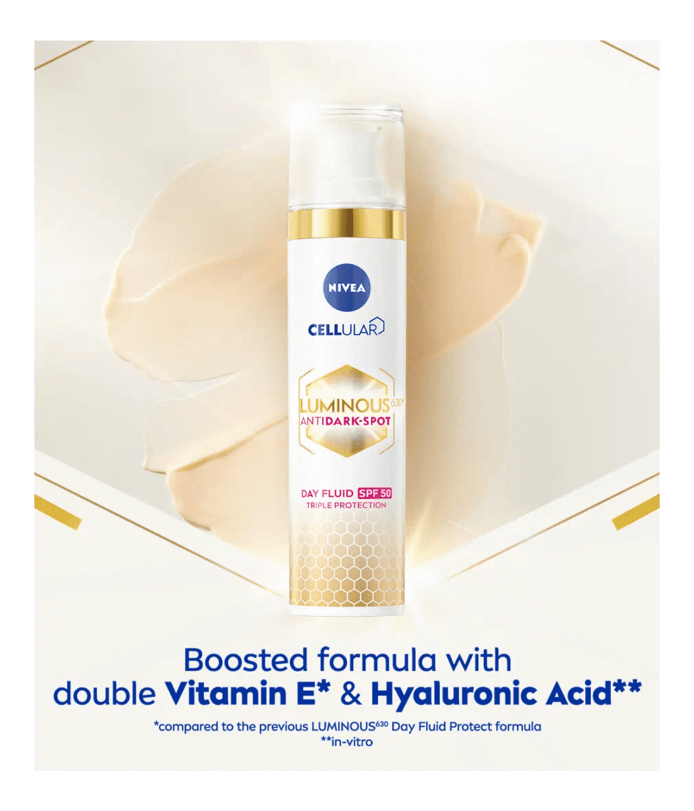 Nivea Cellular Luminous 630 Anti-Dark Spot Day Cream Face Moisturiser SPF50 40ml/ 1.35 fl.oz - 3 Pack