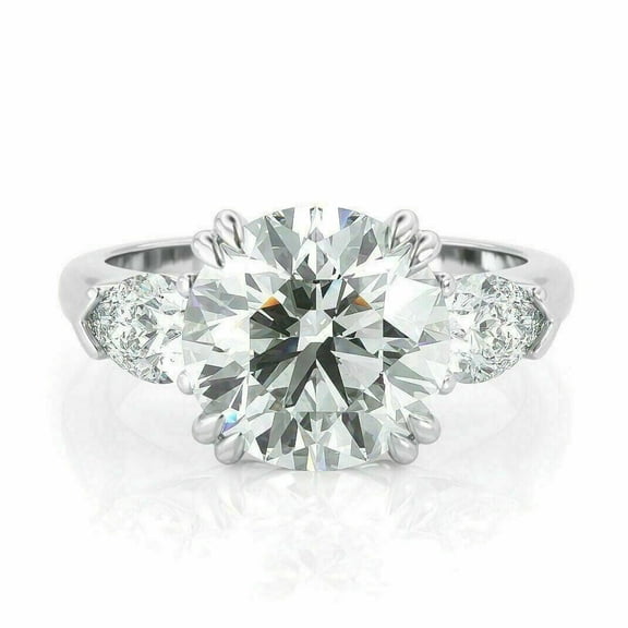 Three Stone Round Cut 3.00 Ct Real Treated Diamond in 925 Silver Engagement Ring
