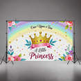 thumbnail image 5 of Once Upon a Time A Little Princess Themed Background, Rainbow Crown Floral Banner, Party Decoration, Birthday Party Supplies, Photography Props, Girls Party Decor, 5 of 7