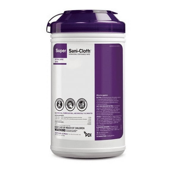 PDI Germicidal Disposable Wipe X-Large 7.5" x 15" (Canister of 65)