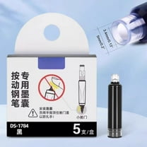 Refillable Fountain Pen Ink Cartridges 10-Pack - 0.38mm Blue Erasable Ink for Retractable Pens, 10ml Transparent Barrel​(Black)