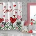 thumbnail image 5 of Valentine's Day Shower Curtain Set, Red Love Heart Leaves Fabric Bathroom Curtain with Hooks, Waterproof, 47x71 Inches, Bath Tub Decor for Farmhouse, 5 of 9