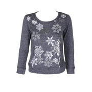 Style & Co Petite Grey Snowflake Graphic Glitter Sweatshirt PS