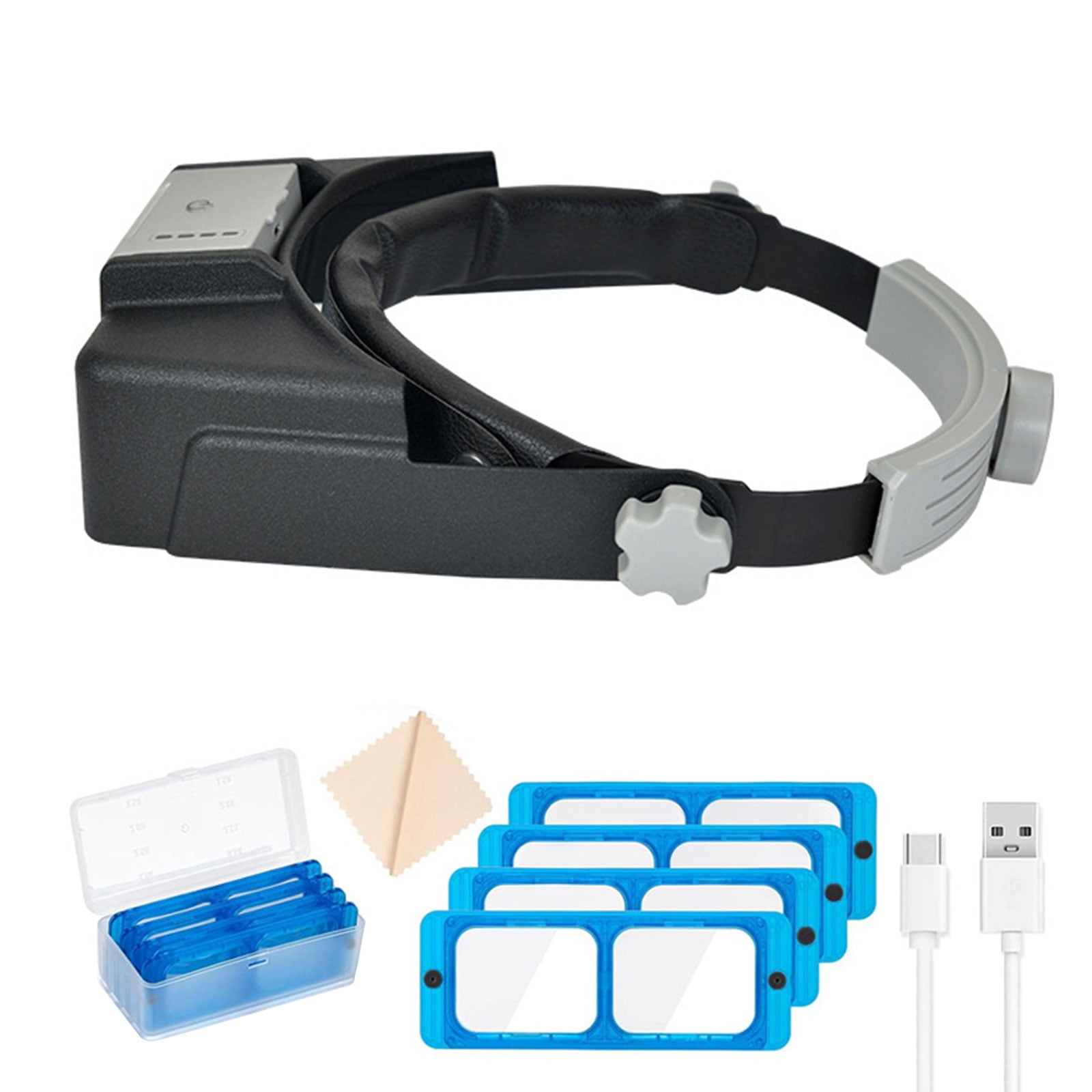 Upgrades Magnification Headsets with 4 Bright LEDs USB Charging for Watchmakers Dentists & Hobbyists Closes Up Tasks