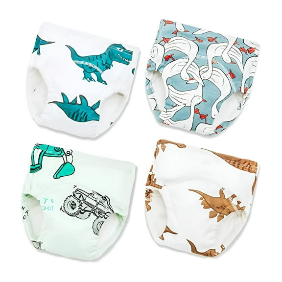 TELOLY 4 Packs Training Pants for Boys Waterproof Training Pants Toddler Potty Training Underwear Boys Baby Potty Training Toilet