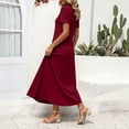 thumbnail image 6 of Erwazi Dresses for Women Solid Collared Short Sleeve Solid Dress Waist Cinched Zipper Trendy Casual Daily Summer Dresses, 6 of 7