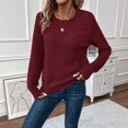 thumbnail image 7 of WULMLEO Womens Sweaters Casual Long Sleeve Crewneck Crochet Knit Pullover Tops 2026 Fall Fashion Trendy Shirts Deep Red L, 7 of 7