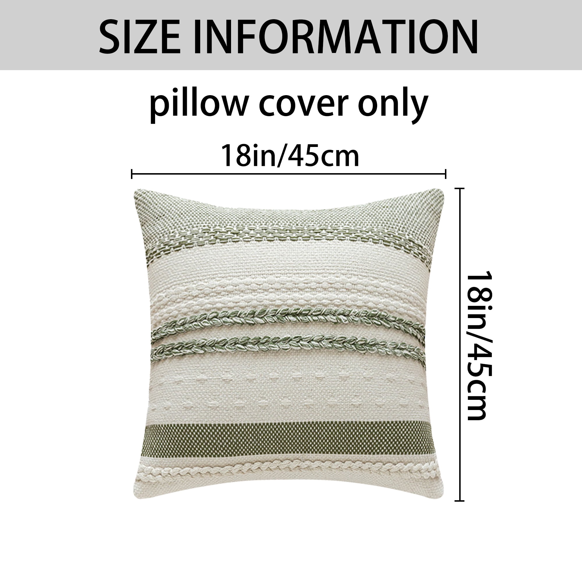 REGALWOVEN Striped Decorative Throw Pillow Covers Pack of 1 for Couch Bed Sofa Home Decor Soft Cushion Pillow Cases Green 18" x 18"