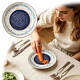 thumbnail image 2 of 1Pc All-In-One Premium Ceramic Garlic Grater Plate - Cross Glazed Design and Style - for Garlic, Ginger, Chocolate, and More -4.8In(Blue3) Happy Day!, 2 of 4