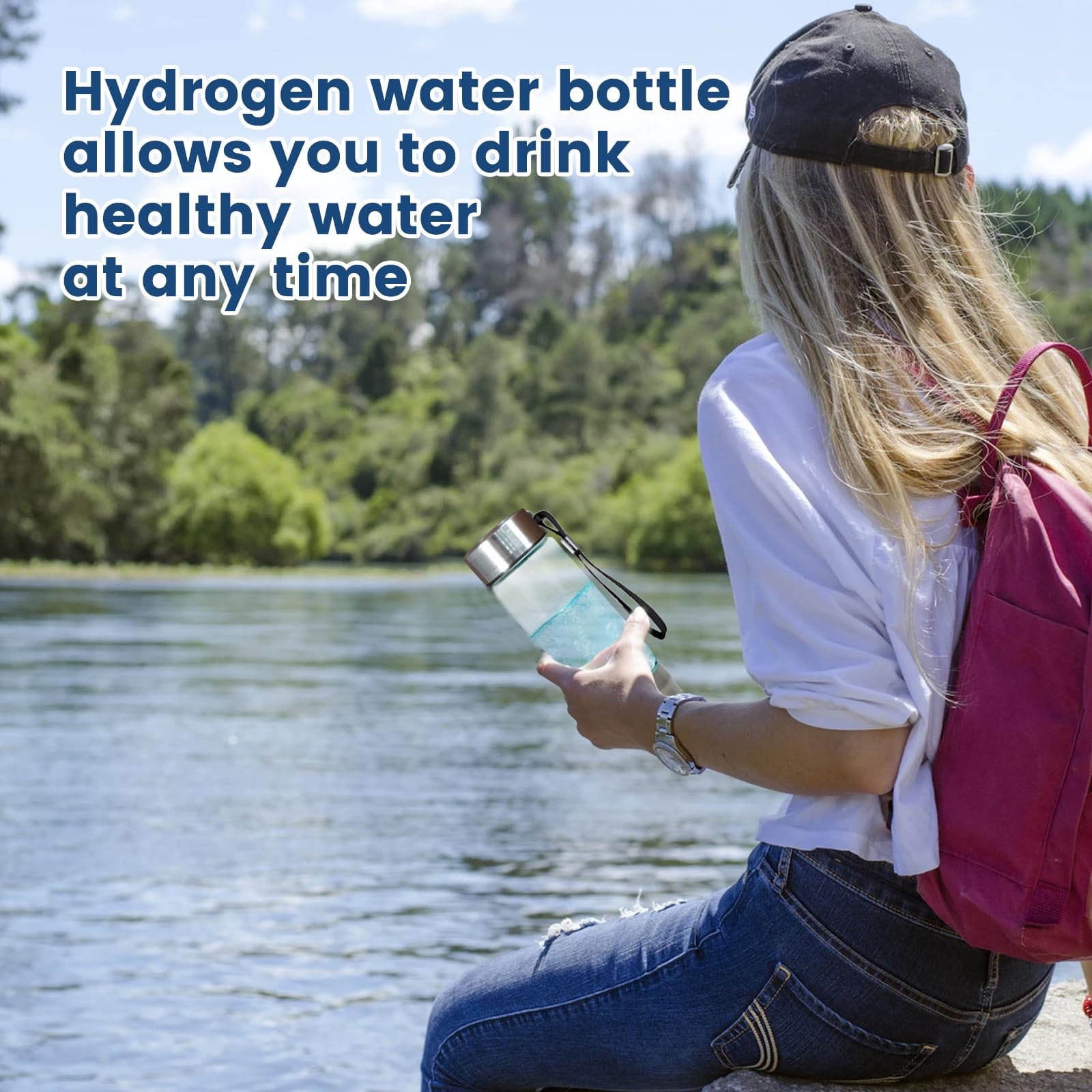 Portable Hydrogen Water Generator Bottle, USB Rechargeable Glass Hydrogen Water Maker for Health, Enhances Immunity and Energy, Ideal for Sports Enthusiasts, Fitness Buffs, and Travelers
