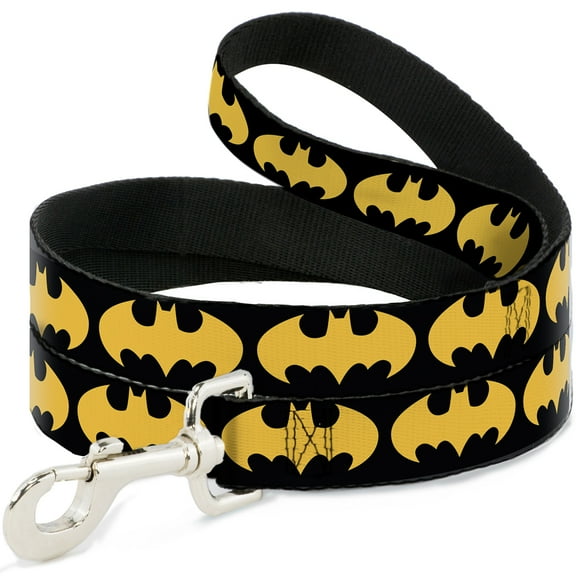 DC Comics Pet Leash, Dog Leash, Bat Signal Black Yellow, 4 Feet Long 1.0 Inch Wide
