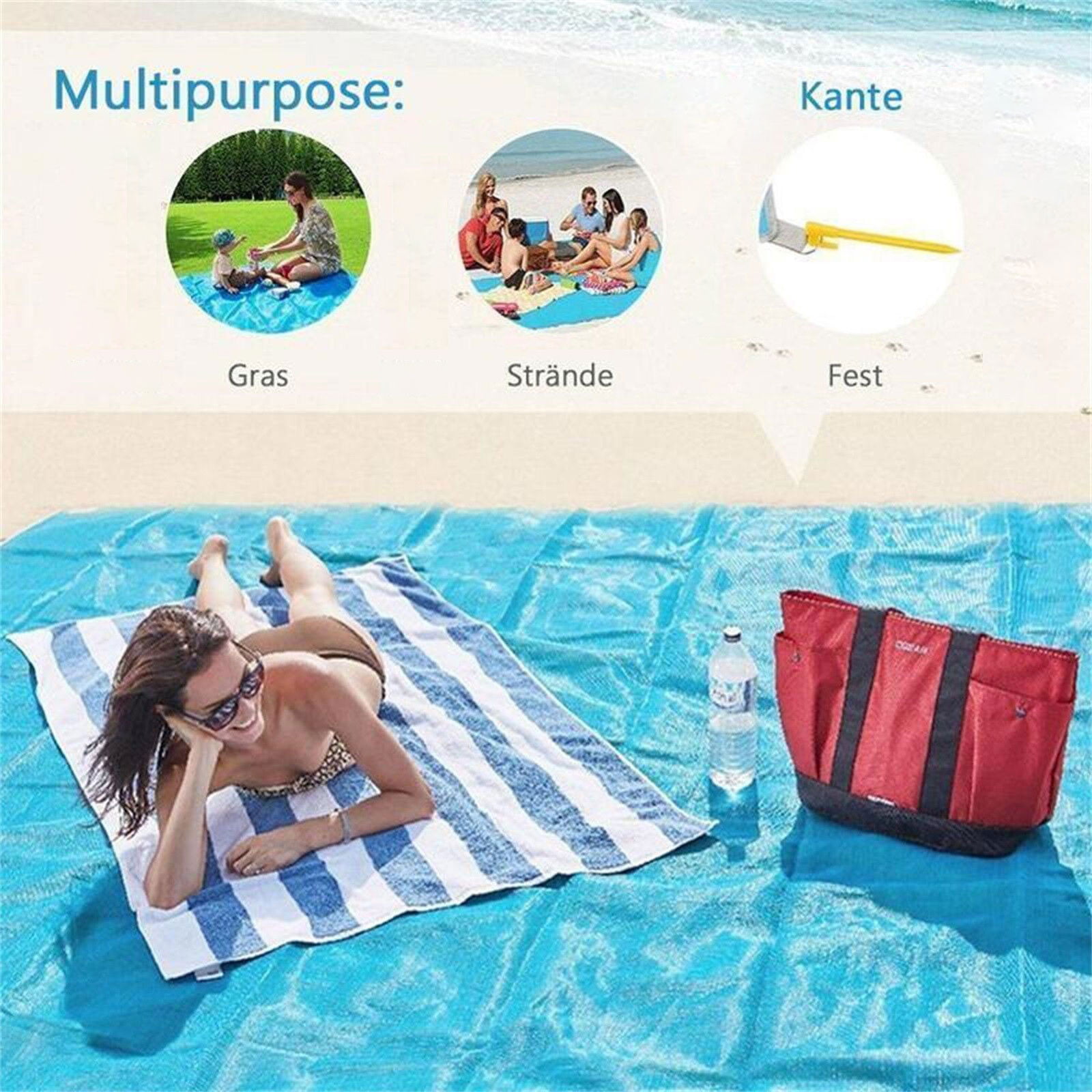 Sand Free Beach Mat Outdoor Picnic Blanket Rug Sandless Mattress Pad 79x82 inch 
