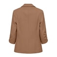 thumbnail image 5 of Girls Solid Color Blazer Jacket Kids Shawl Lapel Ruched 3/4 Sleeve One Button Casual Suit Coat Lightweight Dressy Outerwear for School Daily Wear(Coffee,8-9 Years), 5 of 5