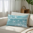 thumbnail image 6 of Sea Stars Throw Pillow Covers Summer Beach Sea Stars Teal Texture Decorative Lumbar Pillow Cover Rectangle Cushion Case for Sofa Couch Bed Living Room Bedroom 20 X 26 Inches, 6 of 9