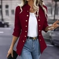 thumbnail image 4 of WIZUTIZ Women's Double Breasted Blazer Coat Stand Collar Long Sleeve Solid Color Winter, 4 of 8