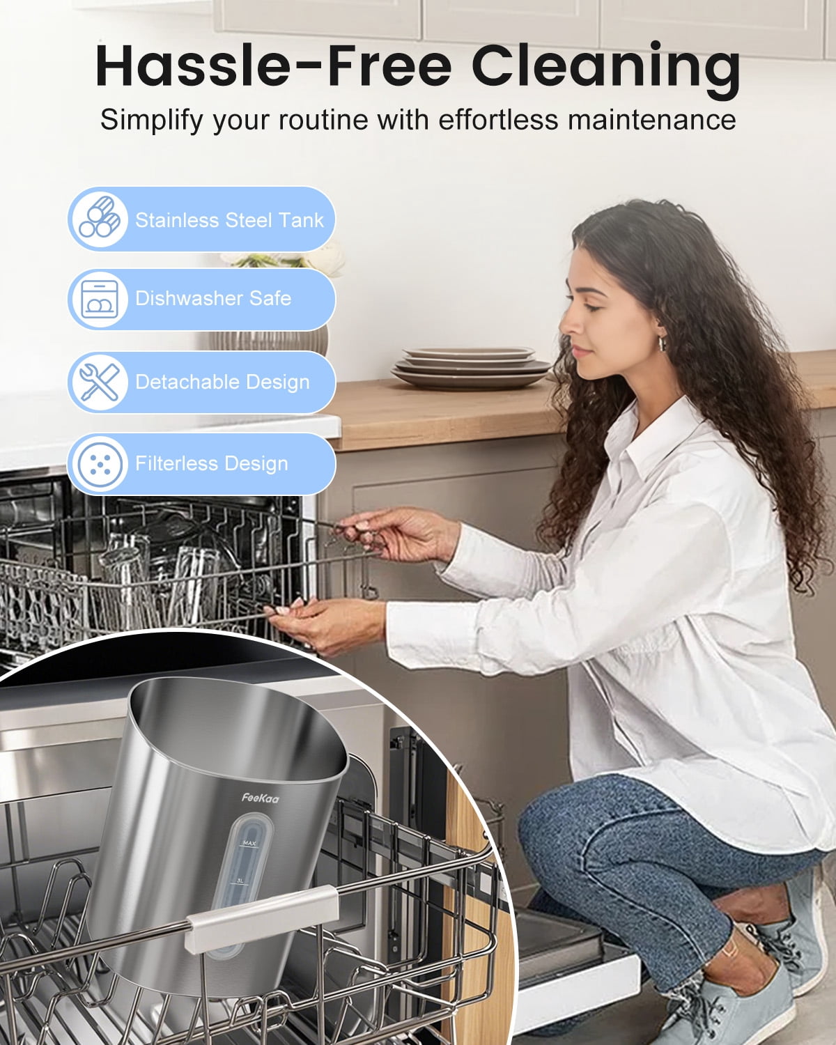 Stainless Steel Humidifier Dishwasher Safe, 4L/1Gal Cool Mist Humidifiers for Room Bedroom, Easy Clean Humidifier Large Room, Humidifiers for Baby Nursery Living Room Office Plant, White
